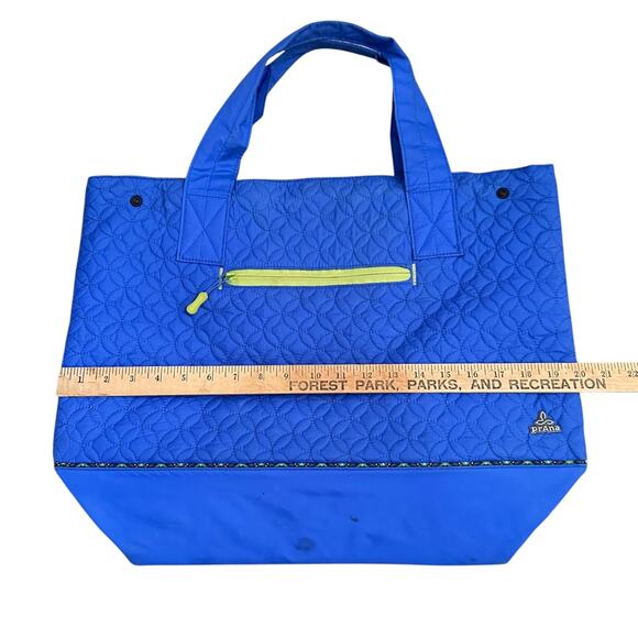 prAna Quilted Nylon Tote Bag Blue Large Travel Shoulder Bag Weekender 21x16 - Picture 12 of 14